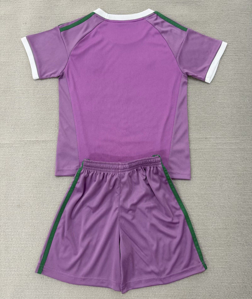 Leeds United 26/27 Purple/Green Stripes Goalkeeper Kids Jersey Set