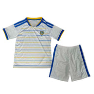 Leeds United 26/27 White/Blue/Yellow Stripes Home Kids Jersey Set