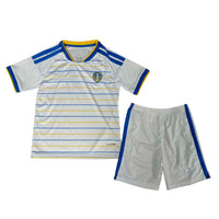 Leeds United 26/27 White/Blue/Yellow Stripes Home Kids Jersey Set