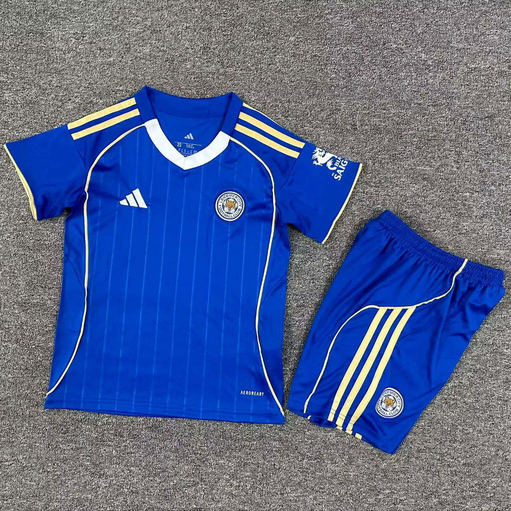 Leicester City 25/26 Blue Home Kids Jersey Set