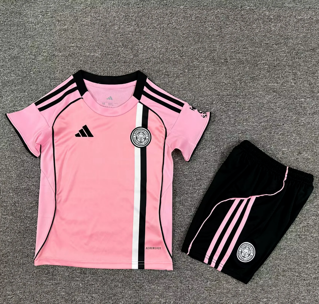 Leicester City 25/26 Pink Third Kids Jersey Set