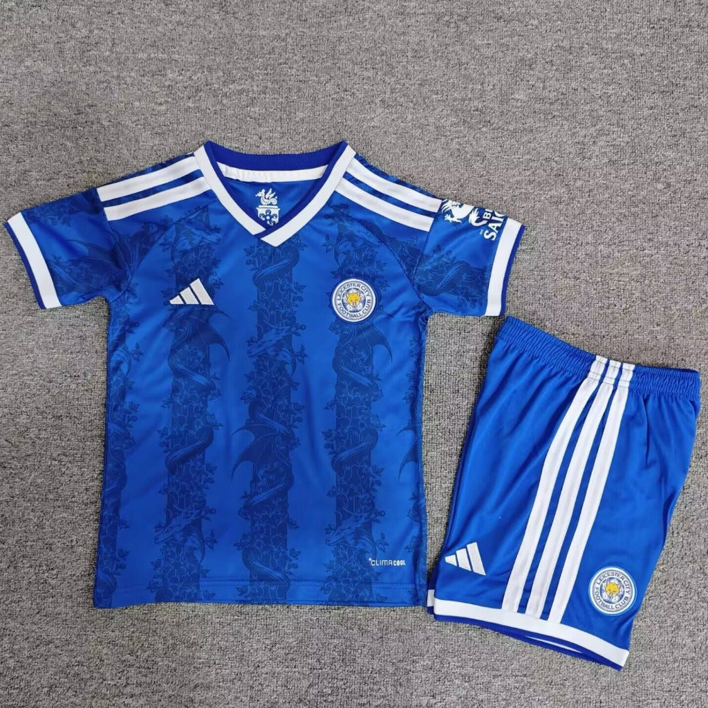 Leicester City 26/27 Blue/White Stripes Home Kids Jersey Set