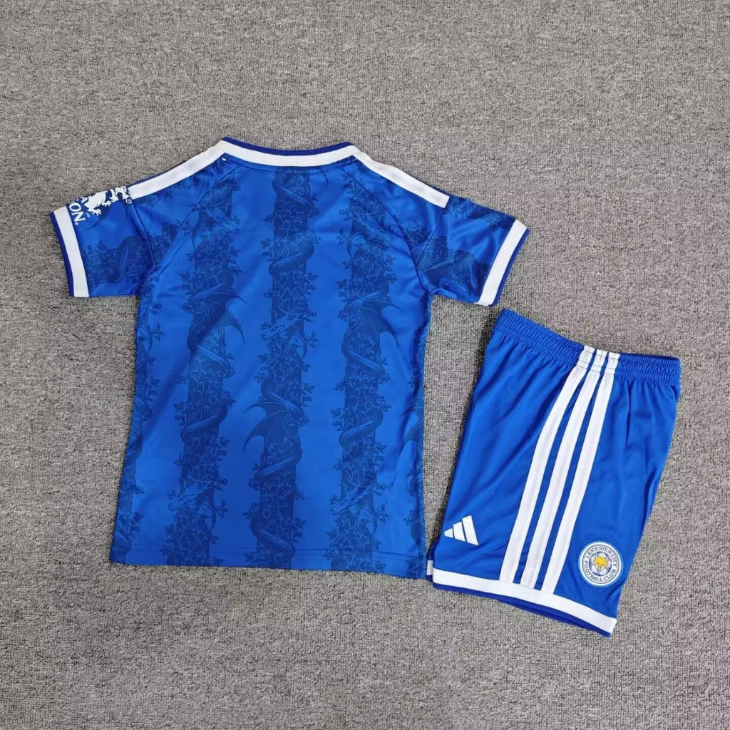 Leicester City 26/27 Blue/White Stripes Home Kids Jersey Set