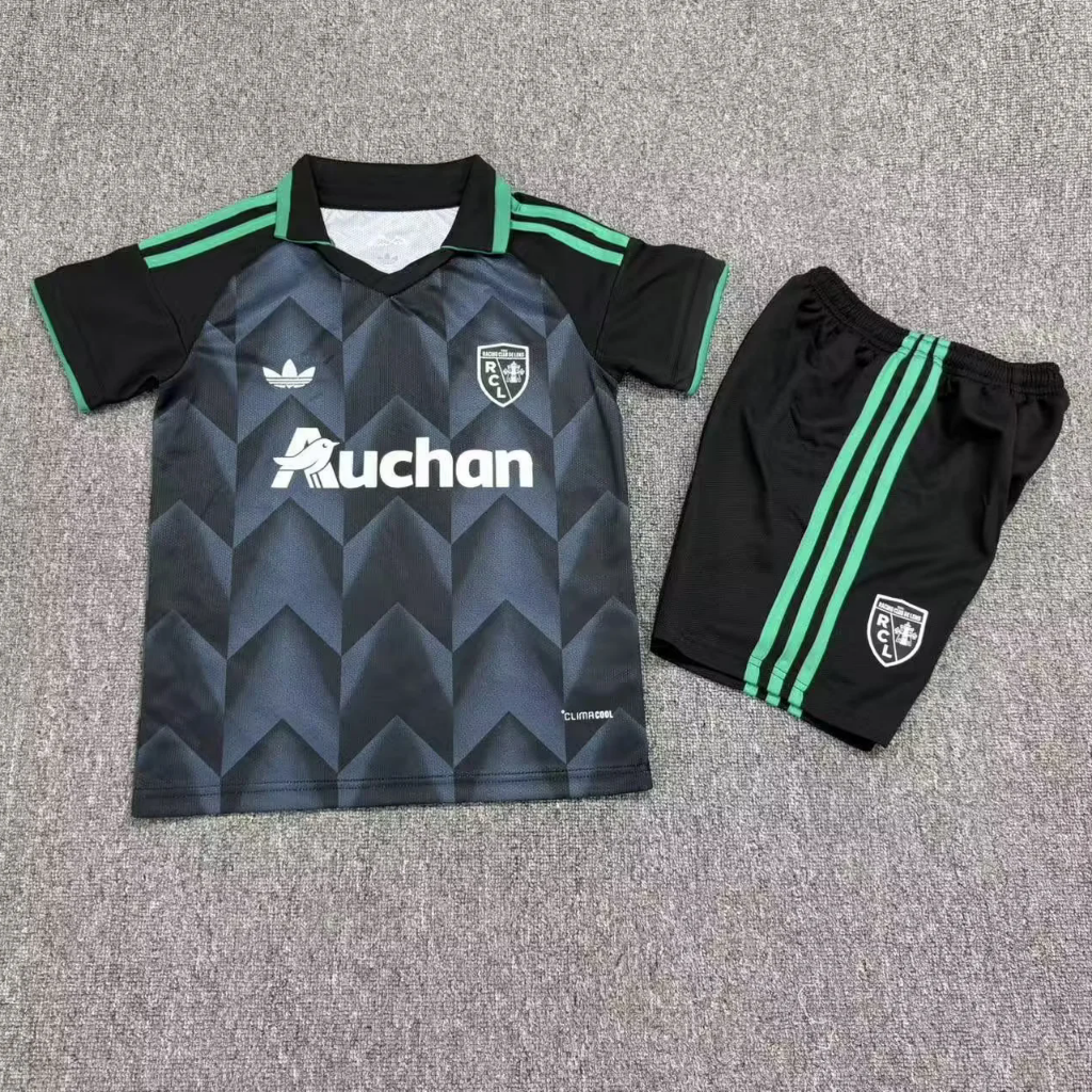 Lens 26/27 Dark Gray/Green Away Kids Jersey Set