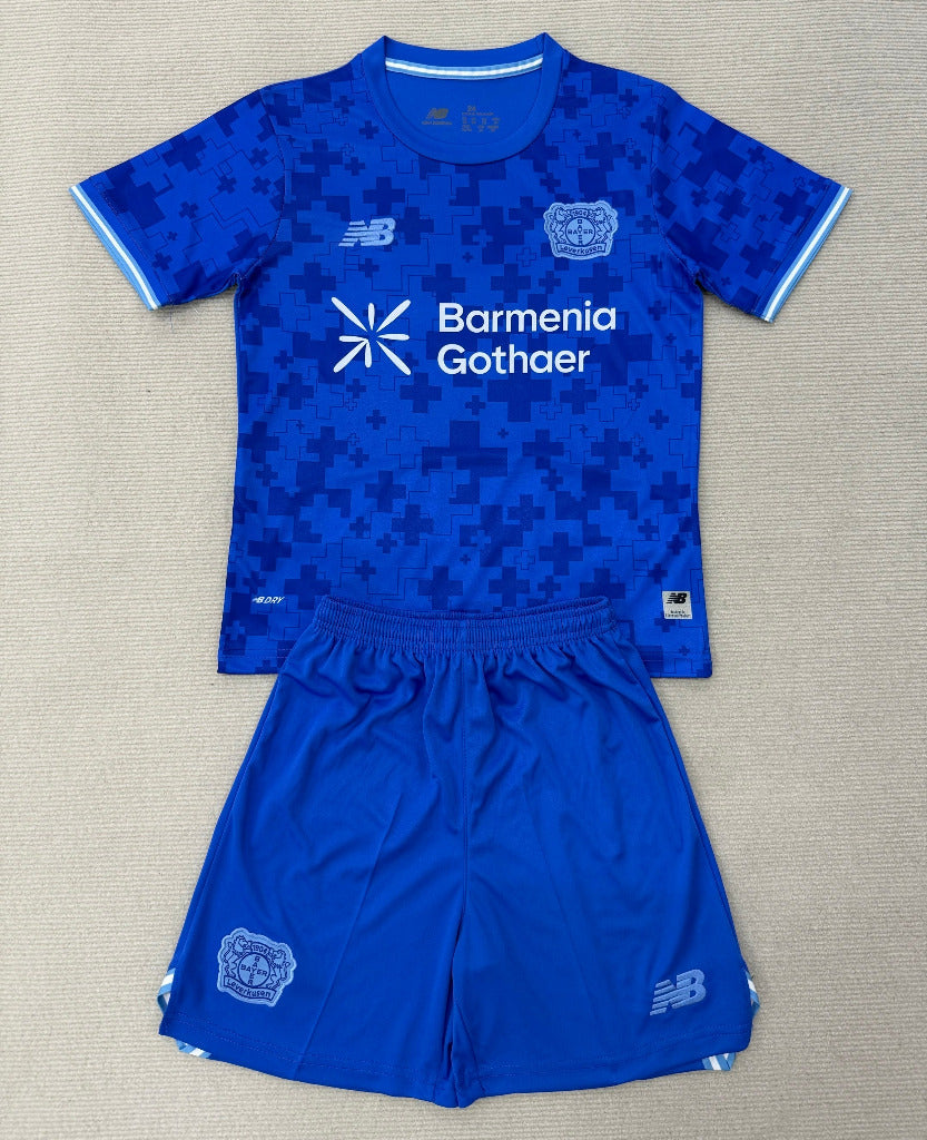 Leverkusen 25/26 Blue Third Away Kids Jersey Set