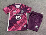 Lille 25/26 Pink/Maroon Away Kids Jersey Set