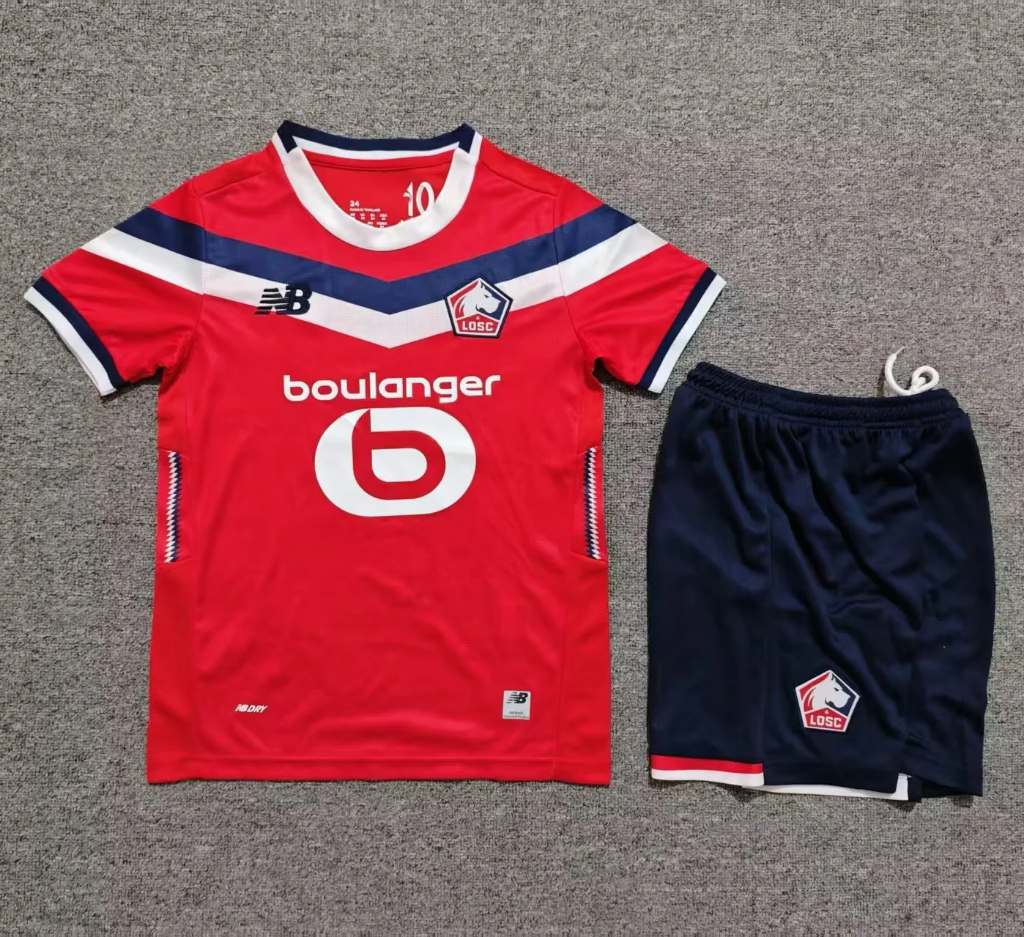Lille 26/27 Red/White/Blue Home Kids Jersey Set