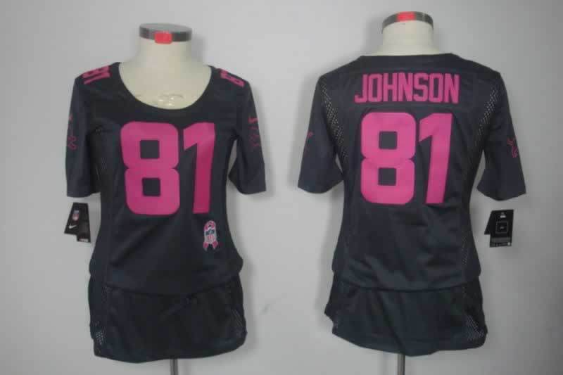 Lions 2021/22 Johnson #81 Black/Pink Women NFL Jersey