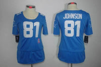 Lions 2021/22 Johnson #81 Blue/White Women NFL Jersey