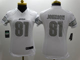 Lions 2021/22 Johnson #81 White/Gray Women NFL Jersey