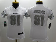 Lions 2021/22 Johnson #81 White/Gray Women NFL Jersey