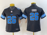 Lions 2023/24 Gibbs #26 Black/Blue Women NFL Jersey