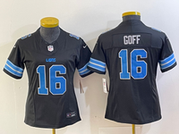 Lions 2023/24 Goff #16 Black/Blue Women NFL Jersey