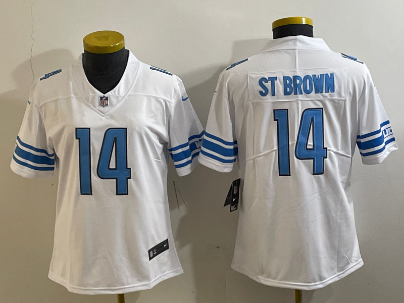 Lions 2023/24 ST Brown #14 White/Blue Women NFL Jersey