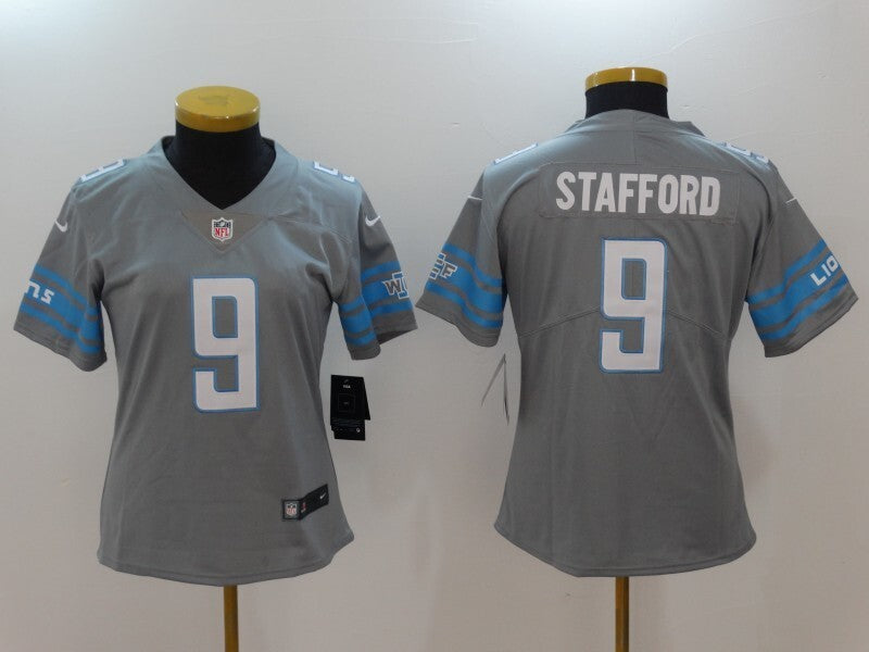 Lions 2023/24 Stafford #9 Gray/Blue Women NFL Jersey