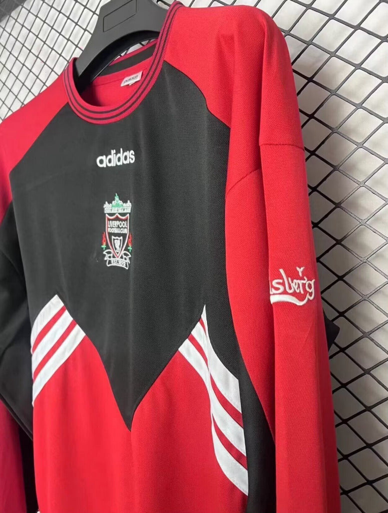 Liverpool 1993/95 Retro Red/Black/White Long Sleeve Jersey