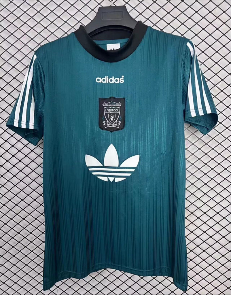 Liverpool 1995 Retro Green/White Stripes Away Jersey