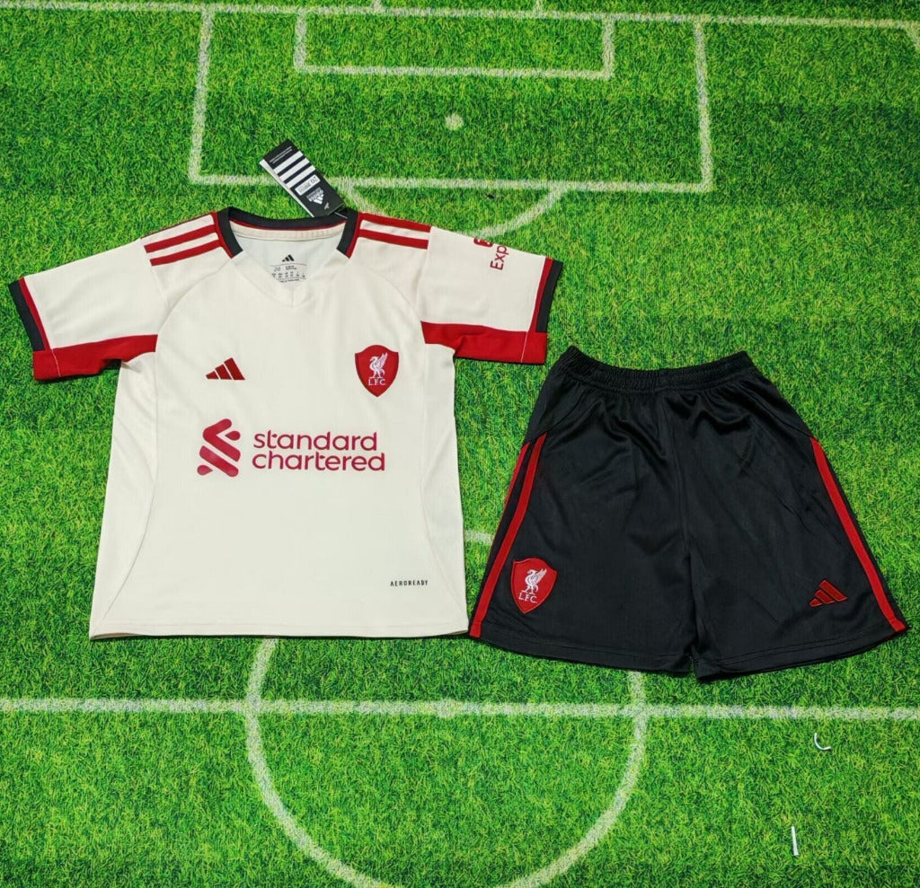 Liverpool 25/26 Away Red/White Kids Jersey Set