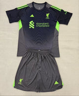 Liverpool 25/26 Black/Green Goalkeeper Kids Jersey Set