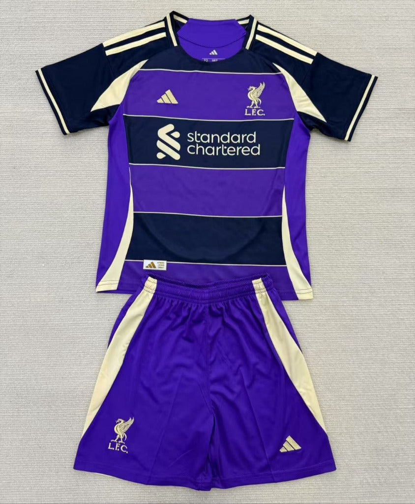 Liverpool 25/26 Black/Purple Kids Jersey Set