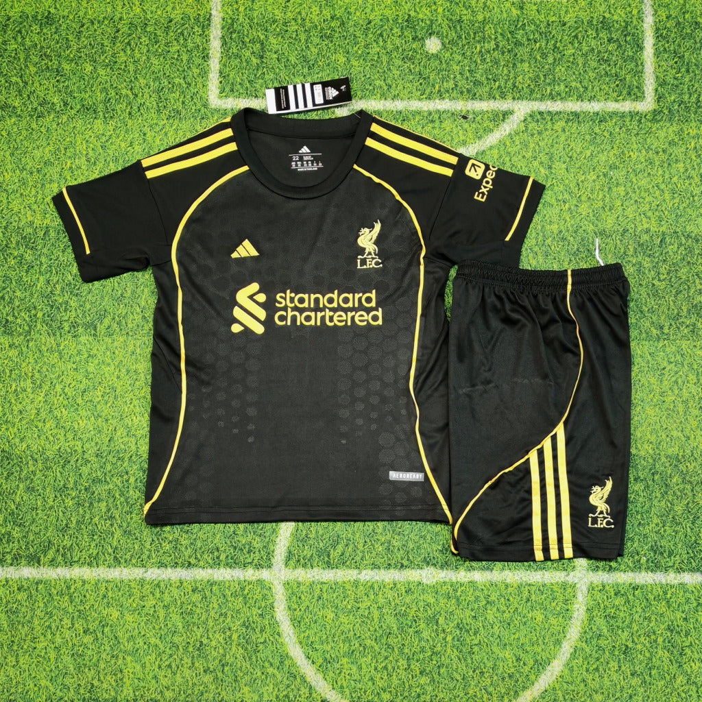 Liverpool 25/26 Black/Yellow Special Kids Jersey Set