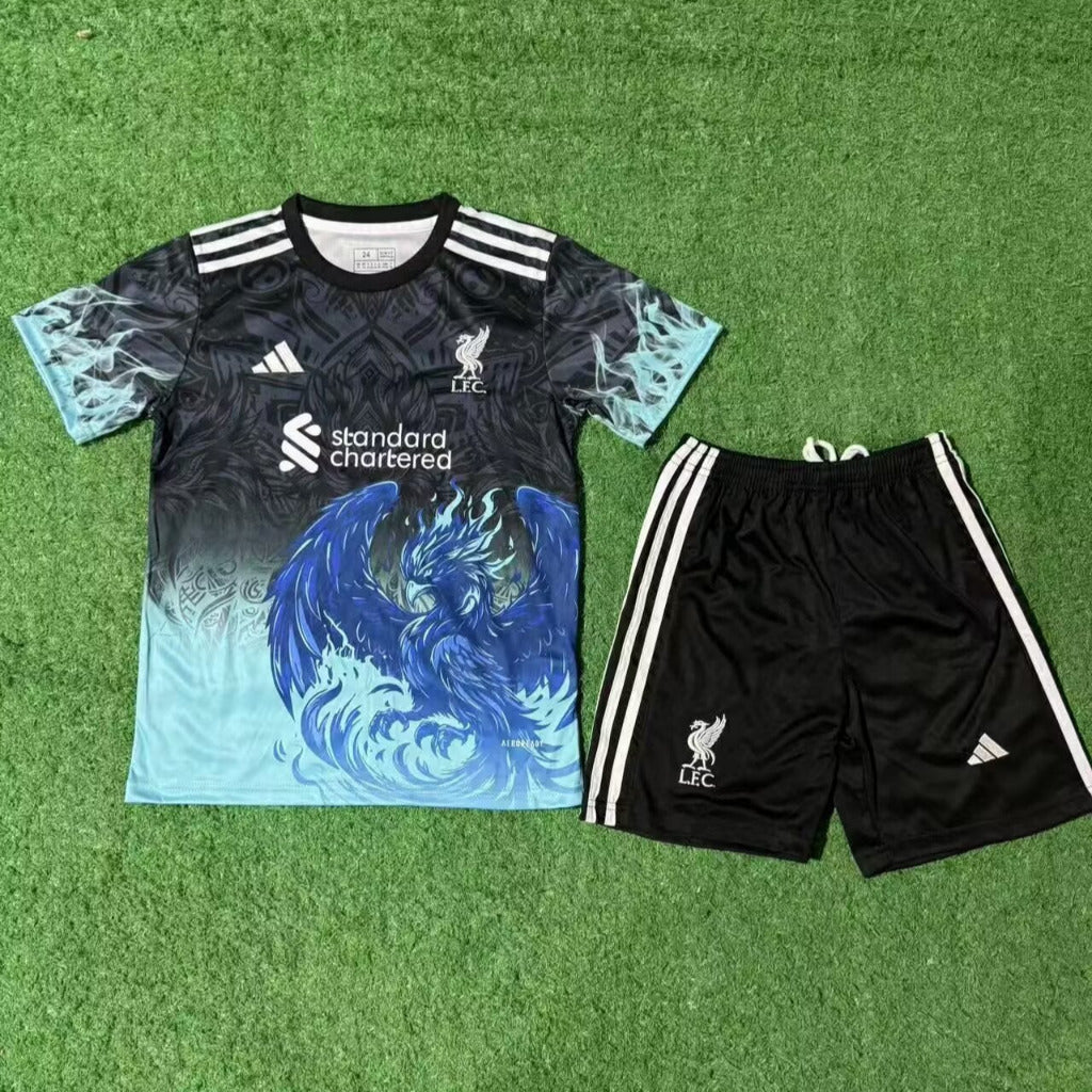 Liverpool 25/26 Blue/Black Bird Kids Jersey Set