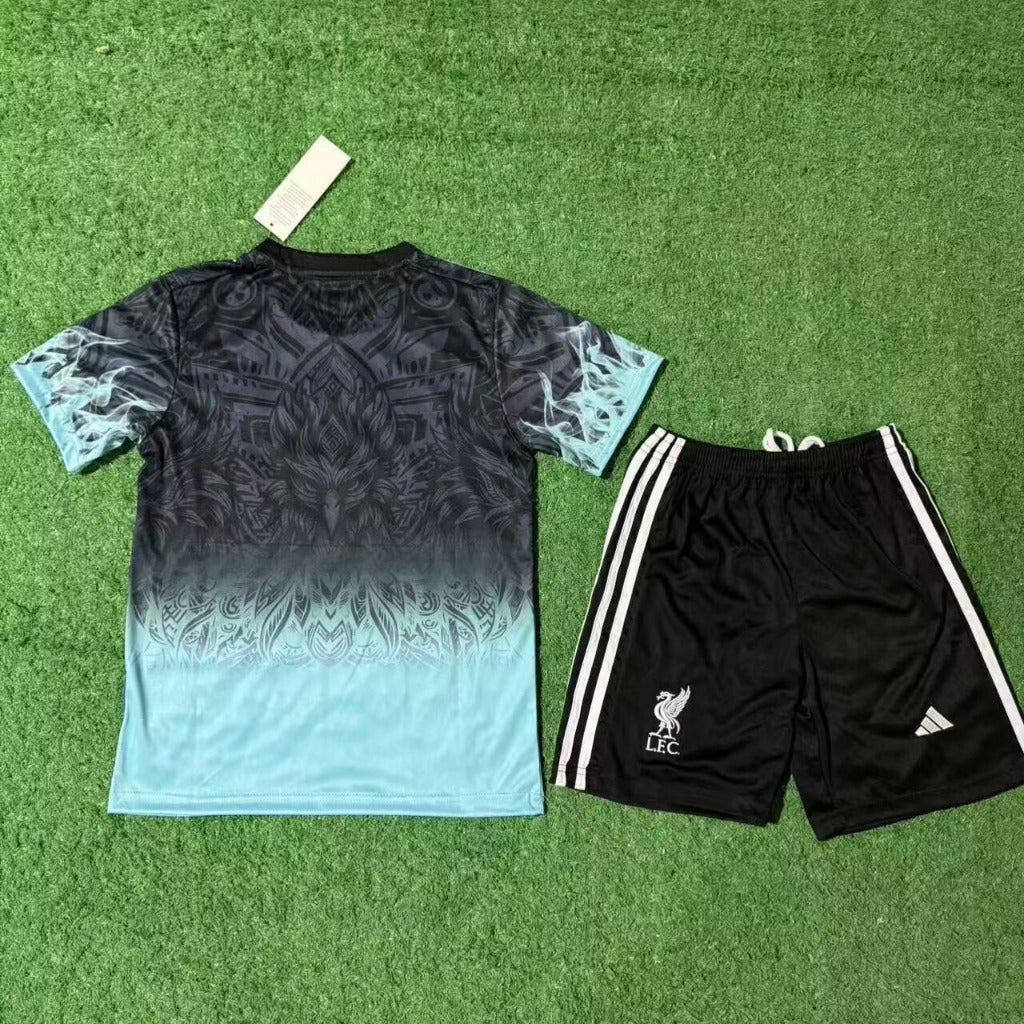 Liverpool 25/26 Blue/Black Bird Kids Jersey Set