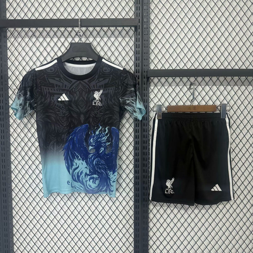 Liverpool 25/26 Blue/Black Bird Kids Jersey Set