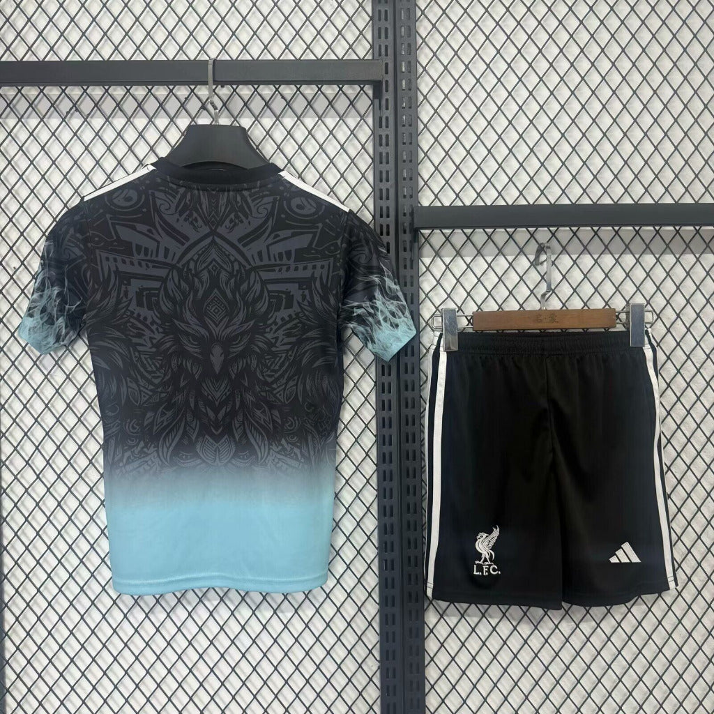 Liverpool 25/26 Blue/Black Bird Kids Jersey Set