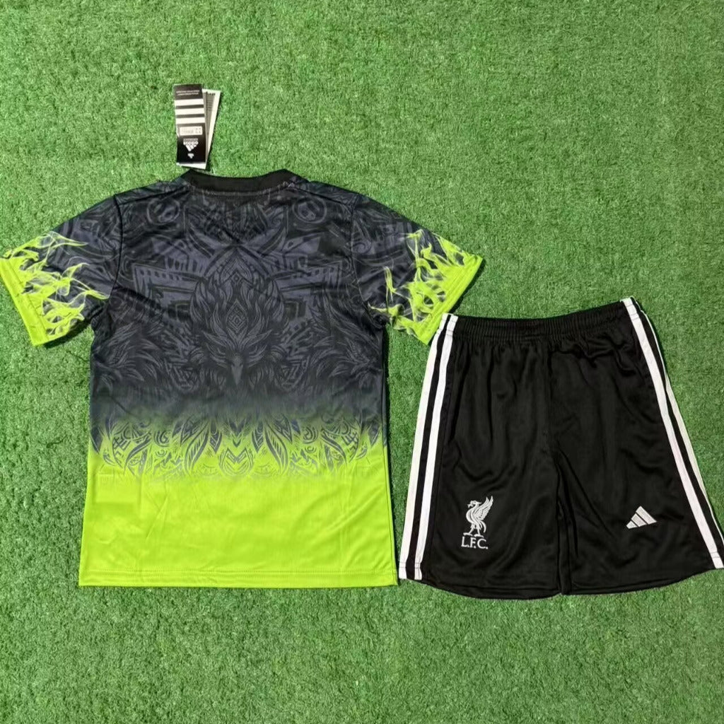 Liverpool 25/26 Green/Black Bird Kids Jersey Set