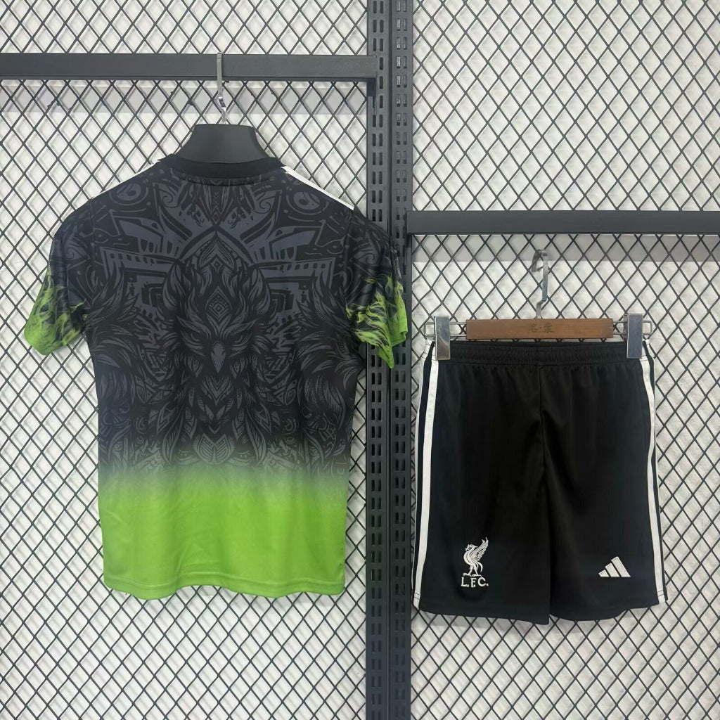 Liverpool 25/26 Green/Black Bird Kids Jersey Set