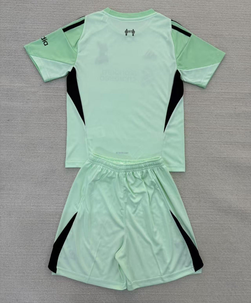 Liverpool 25/26 Green Goalkeeper Kids Jersey Set