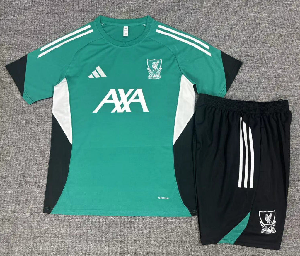 Liverpool 25/26 Green/White Training Kids Jersey Set