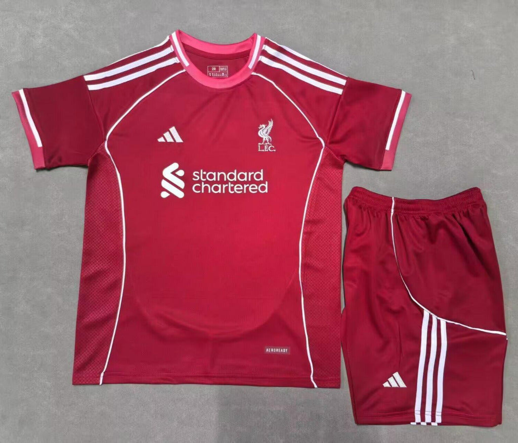 Liverpool 25/26 Home Maroon Kids Jersey Set