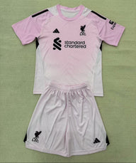 Liverpool 25/26 Pink/White Goalkeeper Kids Jersey Set