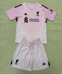 Liverpool 25/26 Pink/White Goalkeeper Kids Jersey Set