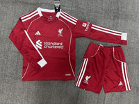 Liverpool 25/26 Red Home Long Sleeve Kids Jersey Set