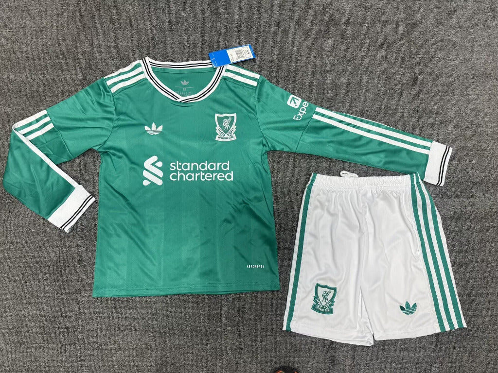 Liverpool 25/26 Third Green Long Sleeve Kids Jersey Set