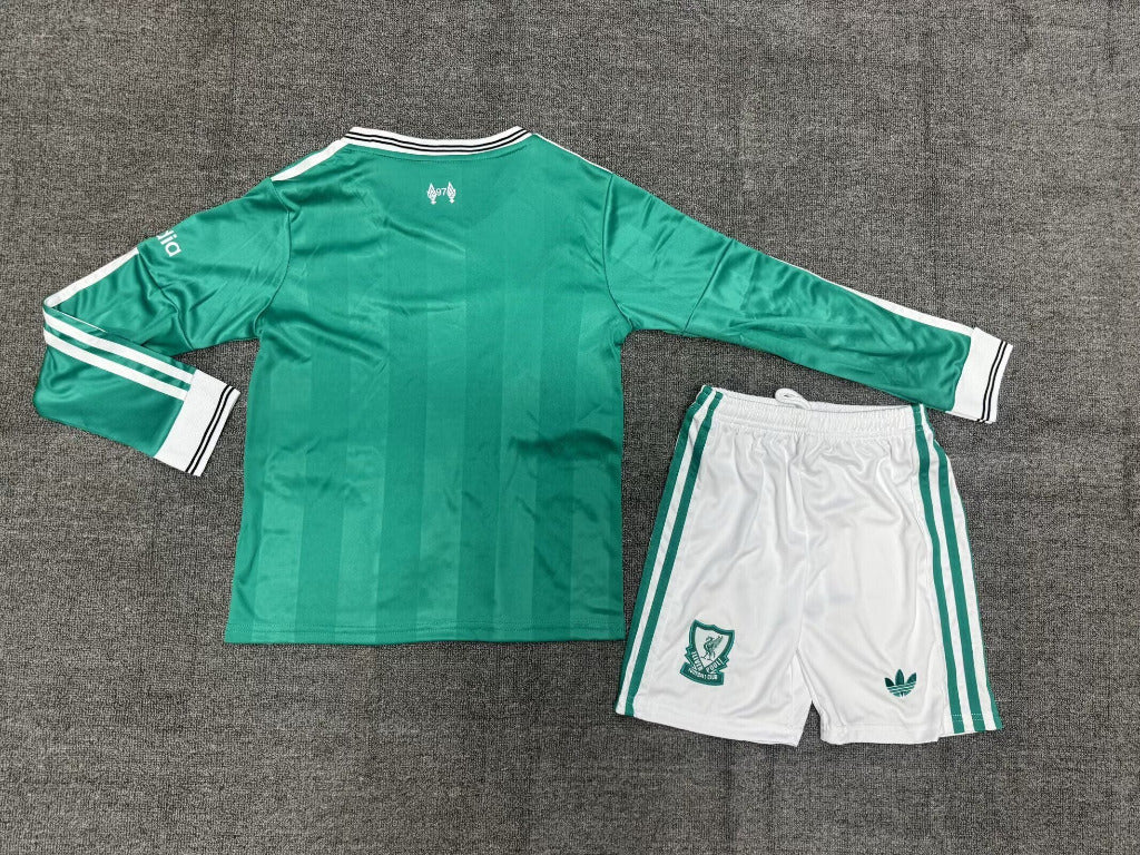 Liverpool 25/26 Third Green Long Sleeve Kids Jersey Set