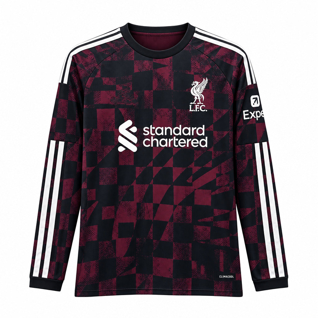 Liverpool 26/27 Black/Maroon/White Stripes Third Long Sleeves Jersey