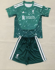 Liverpool 26/27 Green/White Stripes Goalkeeper Kids Jersey Set