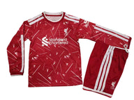 Liverpool 26/27 Red/White Shoulder Stripes Home Long Sleeved Kids Jersey Set