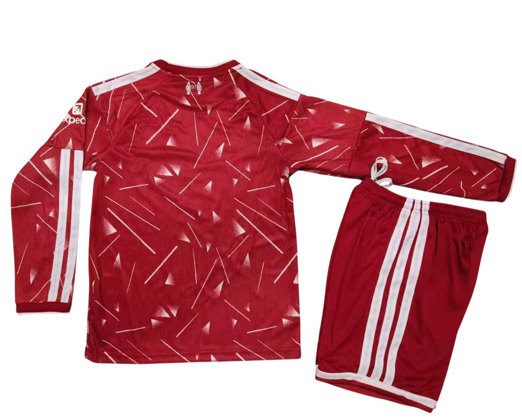 Liverpool 26/27 Red/White Shoulder Stripes Home Long Sleeved Kids Jersey Set
