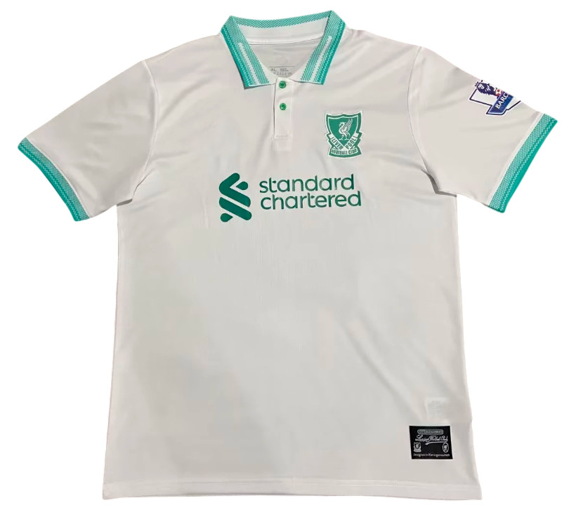 Liverpool 26/27 White/Green Trim Polo Jersey
