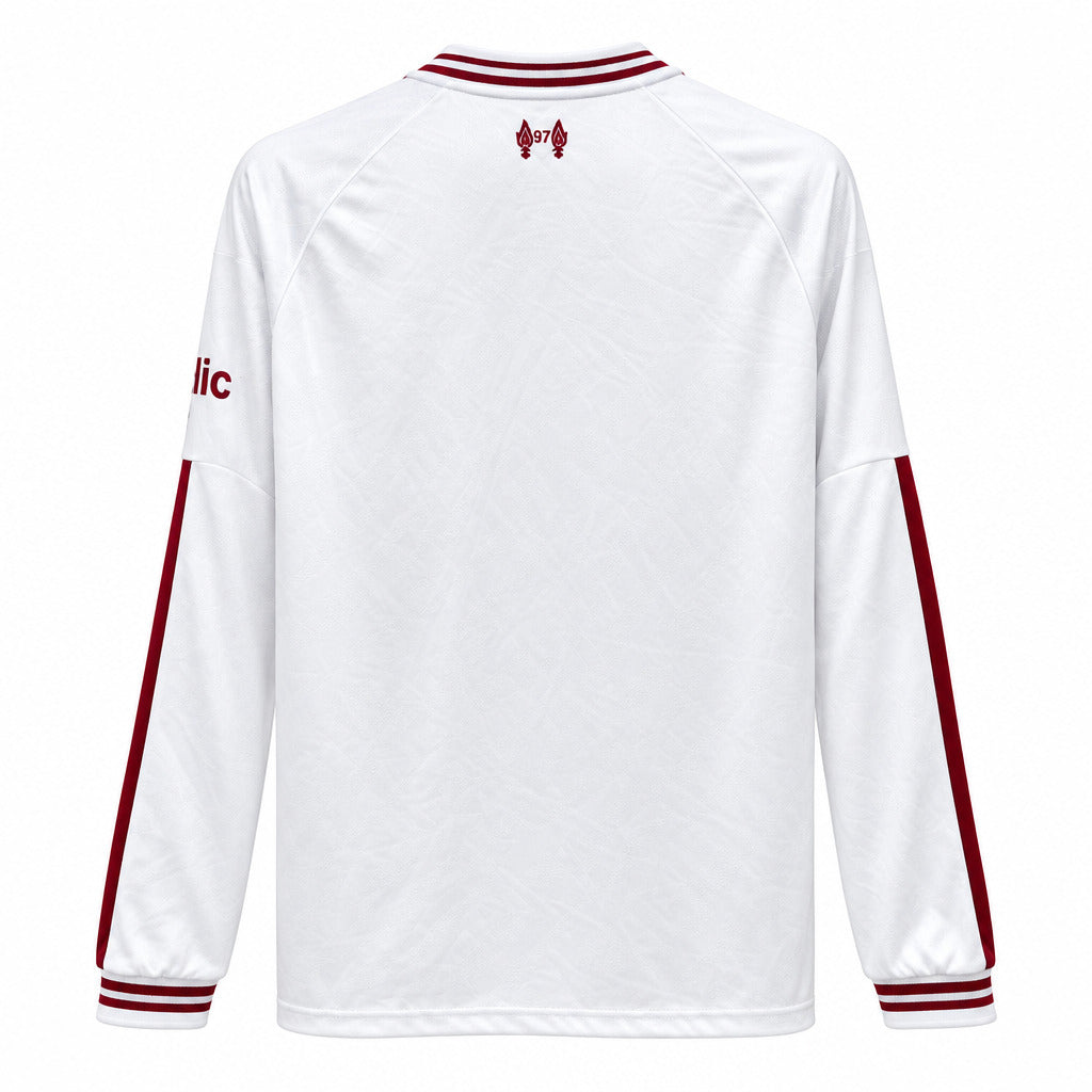 Liverpool 26/27 White/Maroon Stripes Away Long Sleeve Jersey