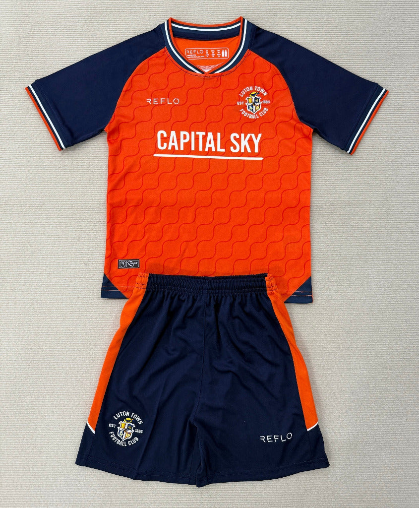 Luton Town 25/26 Black/Orange Home Kids Jersey Set