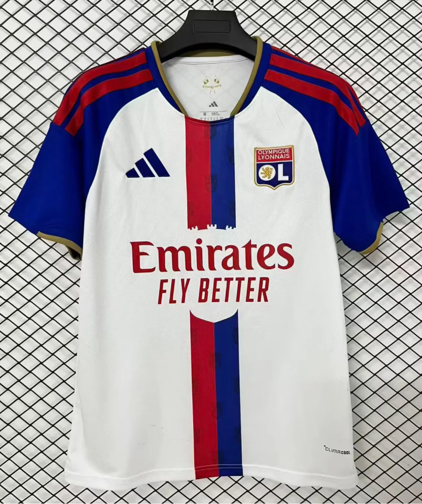 Lyon 26/27 Blue Sleeve/Red/Blue Central Stripe Home Jersey