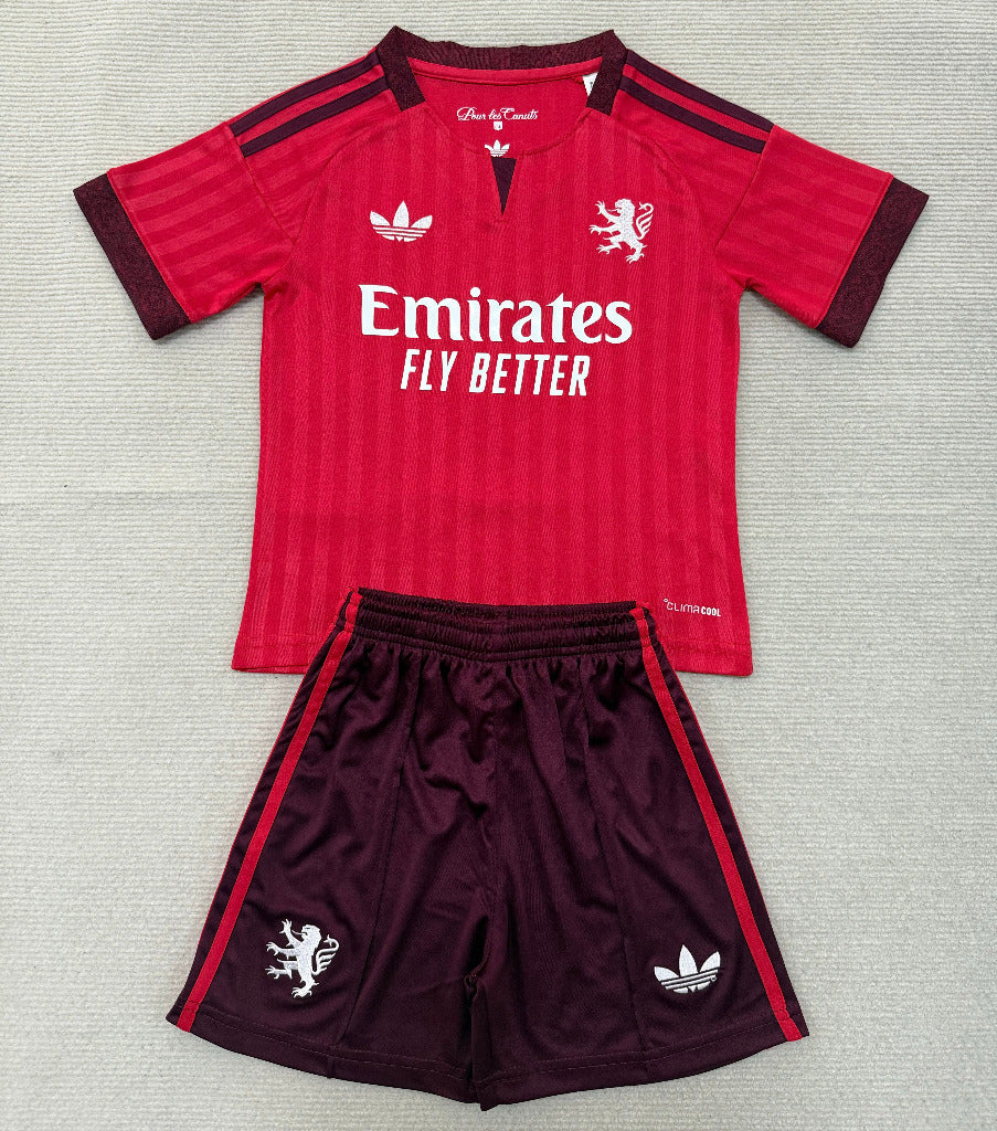 Lyon 26/27 Red/Black Away Kids Jersey Set