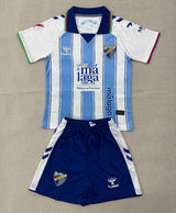 Malaga 26/27 White/Blue Stripes Home Kids Jersey Set