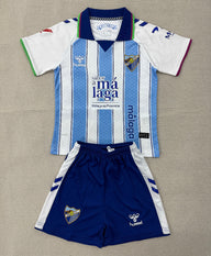Malaga 26/27 White/Blue Stripes Home Kids Jersey Set